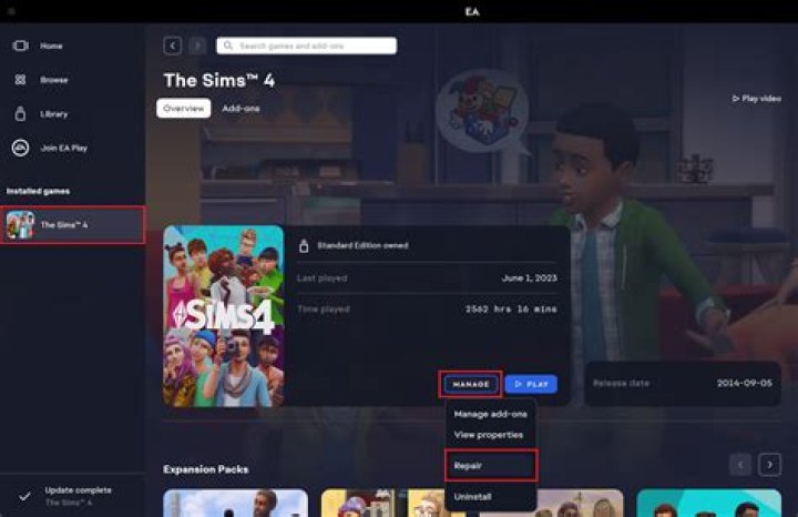 Does repairing sims 4 delete saves?