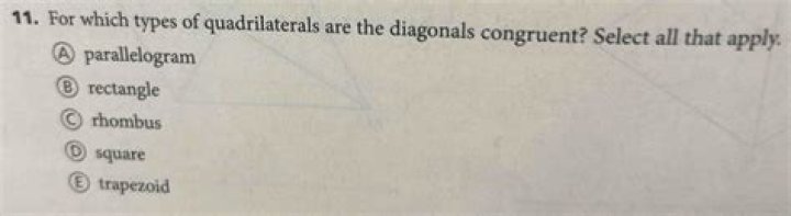 For which quadrilaterals are the diagonals congruent?