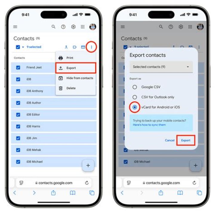 How export contacts from iphone?