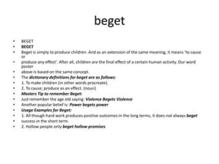 Is the meaning of beget?