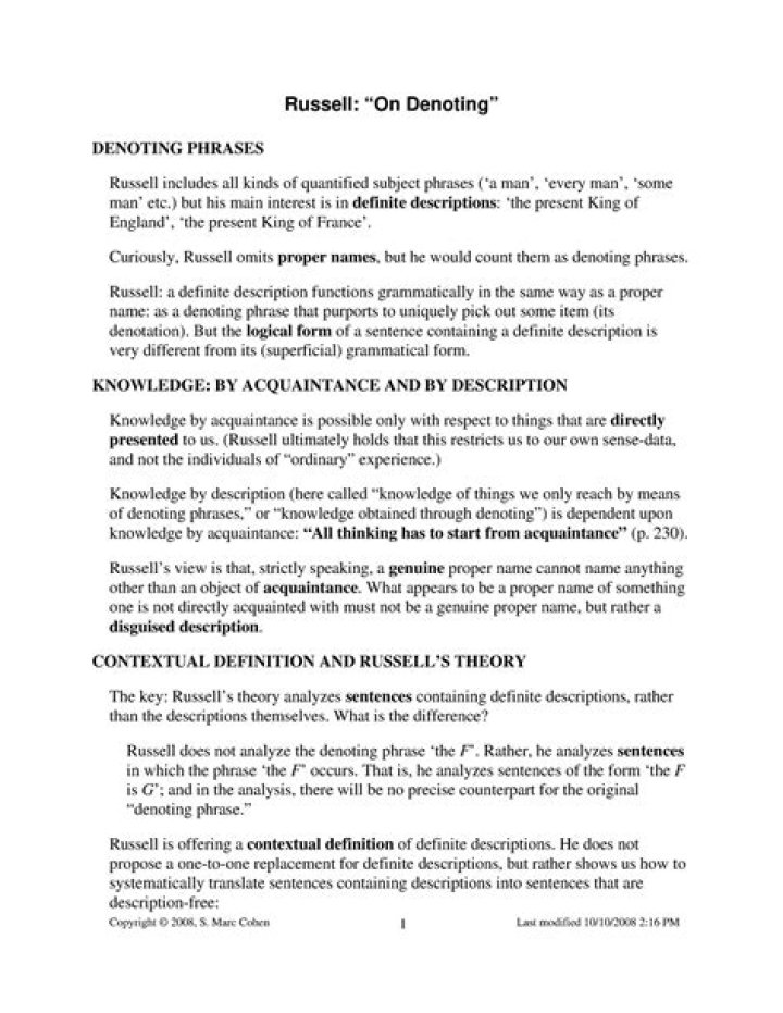 On denoting russell summary?
