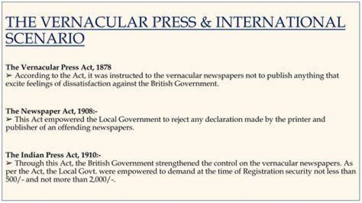 Was vernacular press act passed?