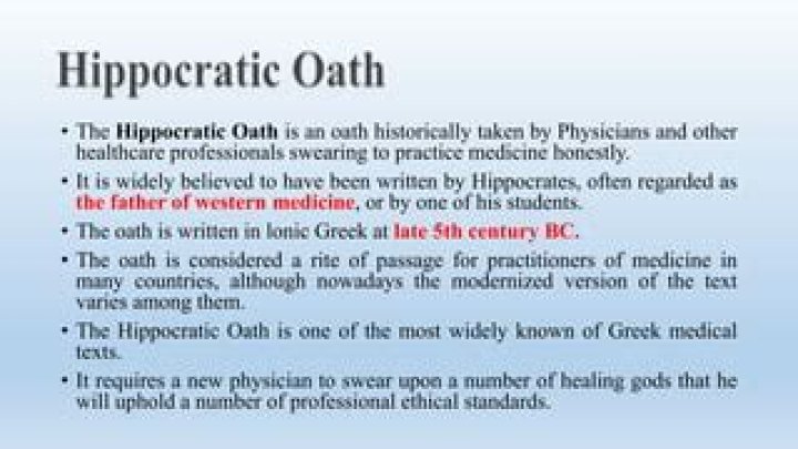 When do physicians take the hippocratic oath?