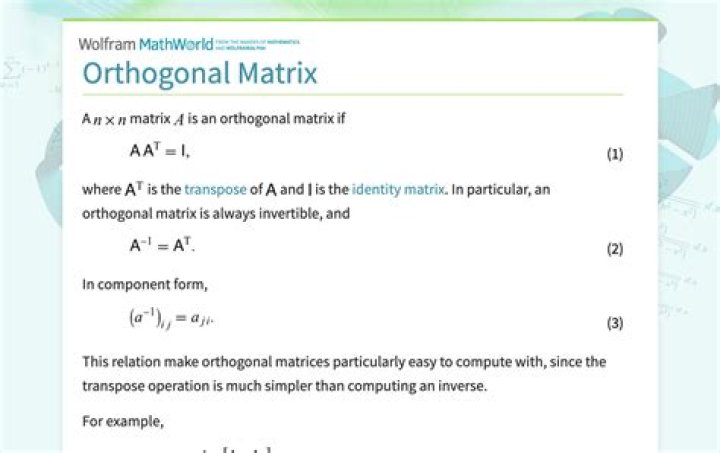 When is a matrix orthonormal?