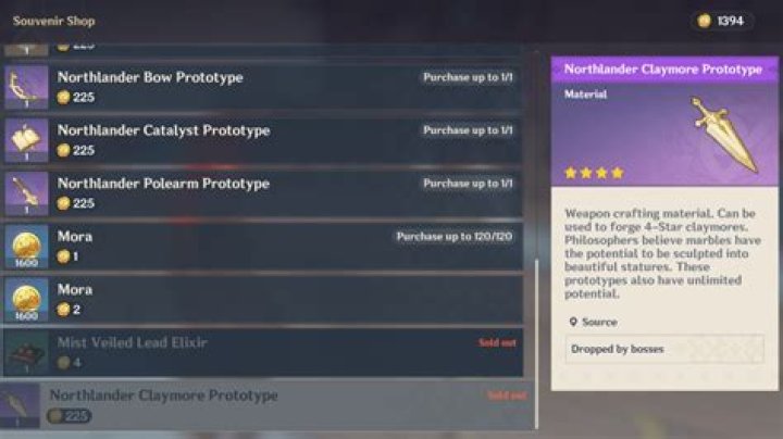 Which boss drops northlander claymore prototype?