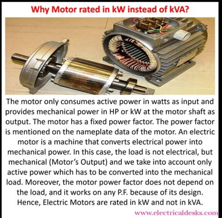 Why motors are rated in kw not in kva?